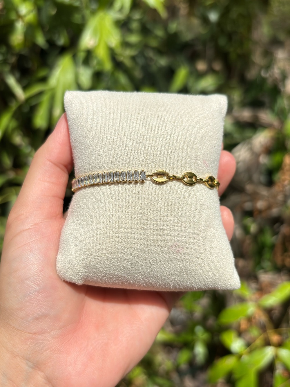 18K Gold Plated Stainless Steel Diamond & Mariner Chain Adjustable Bracelet